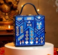 Handcrafted Vegan Leather Azure Lippan Mirror Sling Bag